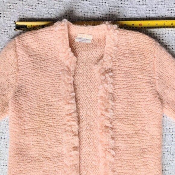 Vintage Saks Fifth Avenue Wool Mohair Womens Cardigan Pink Made in Italy Size S - Picture 3 of 6